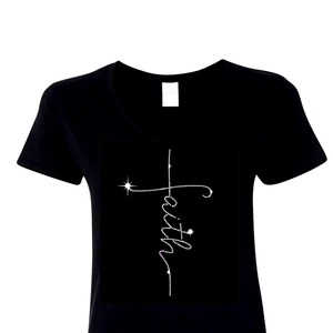 Strass T-Shirt | Glaube T Shirt | Strass T Shirt | Bling Geschenk | Religiöses Geschenk | College-Studententasche | T-Shirt für Sie |