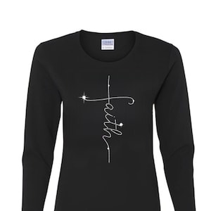 Strass-Shirt | Glaube T-Shirt | Verzauberte T-Shirt | Bling Geschenk | Religiöses Geschenk | College Studenten Bling Geschenk | Bling Langarm Shirt