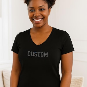 Custom Rhinestone Shirt | Custom Rhinestone Tee | Custom Clothing | Rhinestone Top | Personalized Rhinestone Shirt | Custom Gift