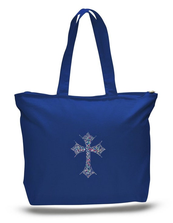 Blue Christian Tote Bag Christian Gifts Tote Bag With Zipper Cross Gift College Student Gift Jesus Tote Bag Grocery Bag Etsy