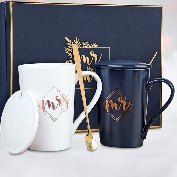 Mr and Mrs Mug Set, Elegant Couple Gifts, Best Wedding Gifts for Couple, Mr and Mrs Gifts, Anniversary Gift for Couple, Engagement Gifts