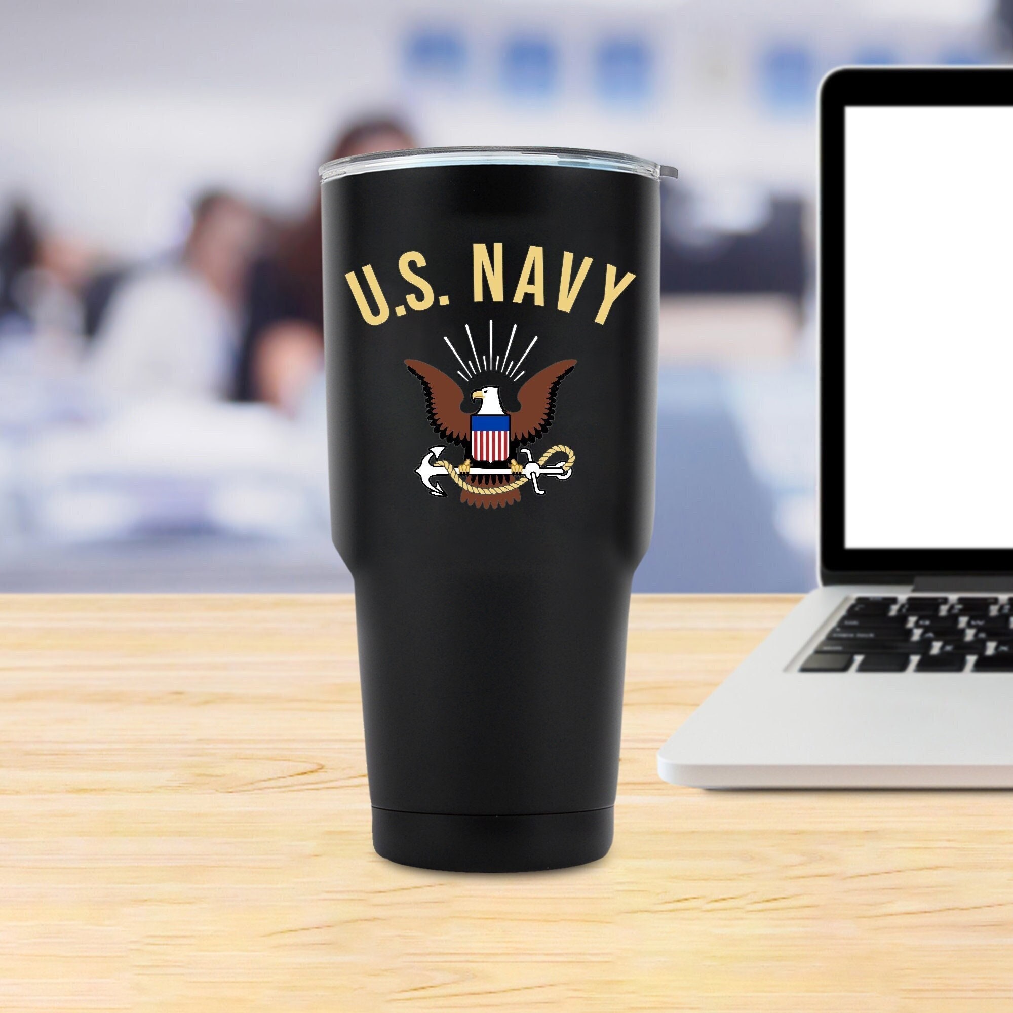 20 oz Stainless Steel US Navy Tumbler Travel Mug - USN Sailor Gift