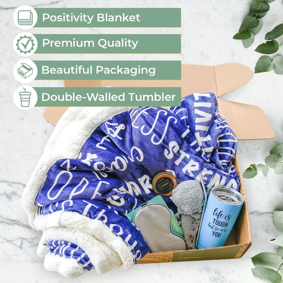 Get Well Soon Gifts for Women, Care Package Gift Feel Better Basket Warm  After Surgery Recovery Encouragement Gift Thinking of You Box with Blanket