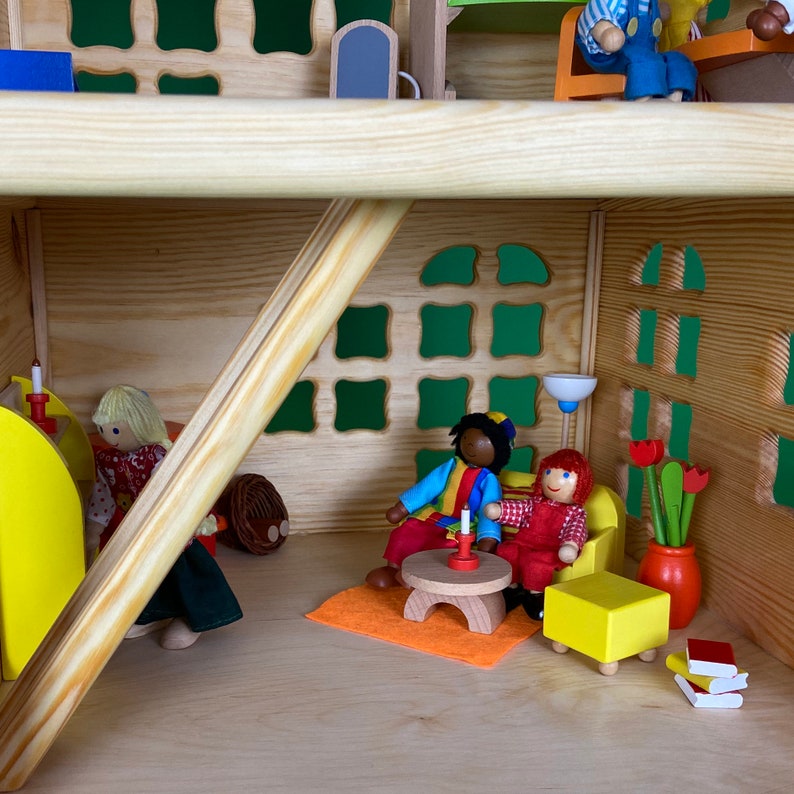 Puppenhaus Madera, Holz Puppenhaus im Montessori,Massivholz Puppenhaus Bild 6