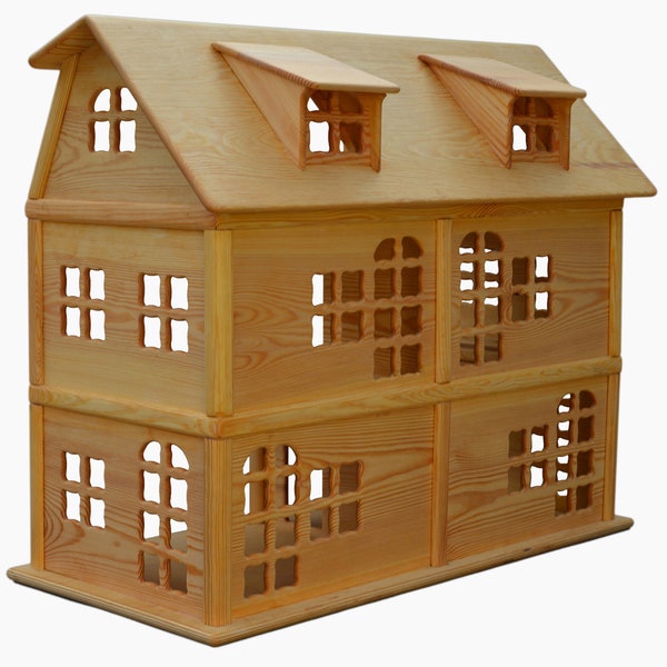 Puppenhaus Madera, Holz Puppenhaus im Montessori,Massivholz Puppenhaus