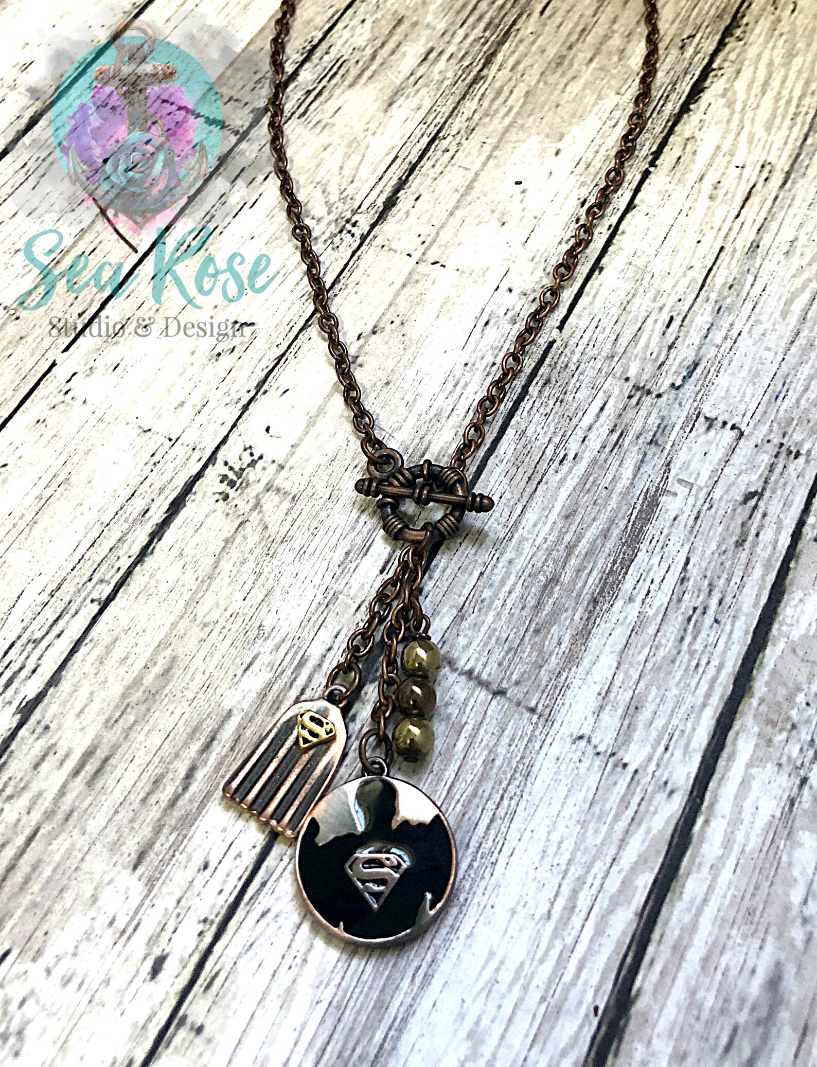 Copper Super Hero Front Closure Necklace Copper and Hematite Etsy