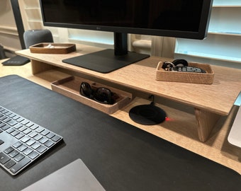 Monitor Stand | KeslerMade | Premium Solid Hardwood | White Oak or Walnut