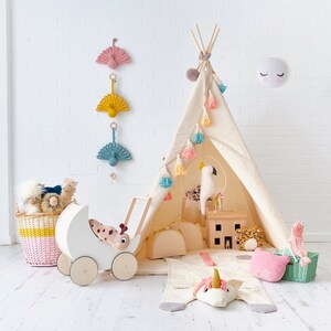 Teepee tent for children Play Tent Tipi for kids Tipi plain Teepee tent Tipi tent for kids Tipi tent Tipi Big Teepee Plain Natural