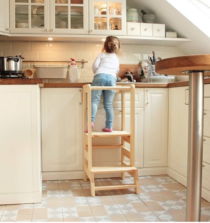 Adjustable Kitchen Helper Stool Children's Kitchen Stool Etsy UK