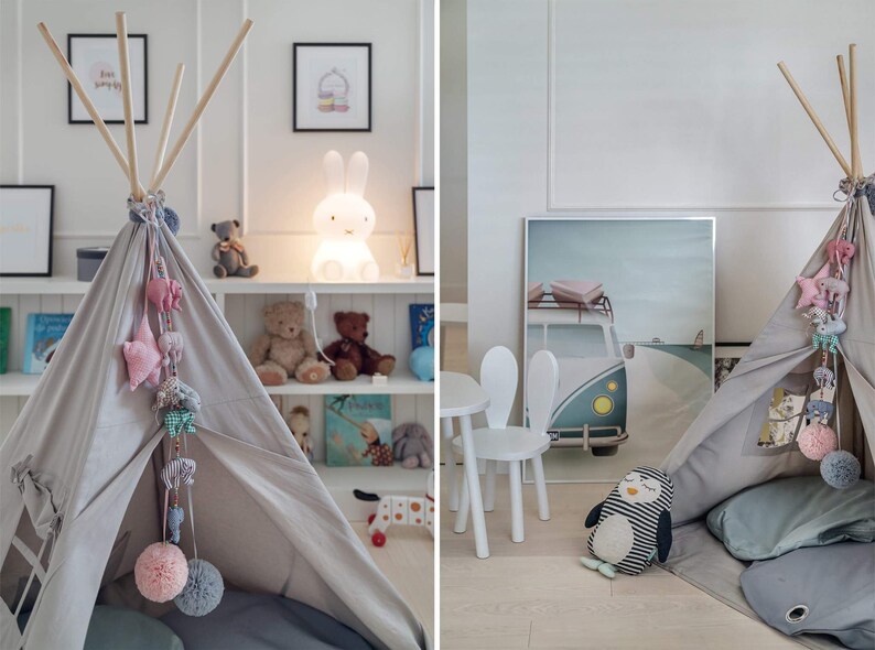 Teepee tent for children Tipi for kids Play Tent Tipi tent for kids Tipi tent Tipi plain Teepee tent Tipi Big Teepee Plain Gray