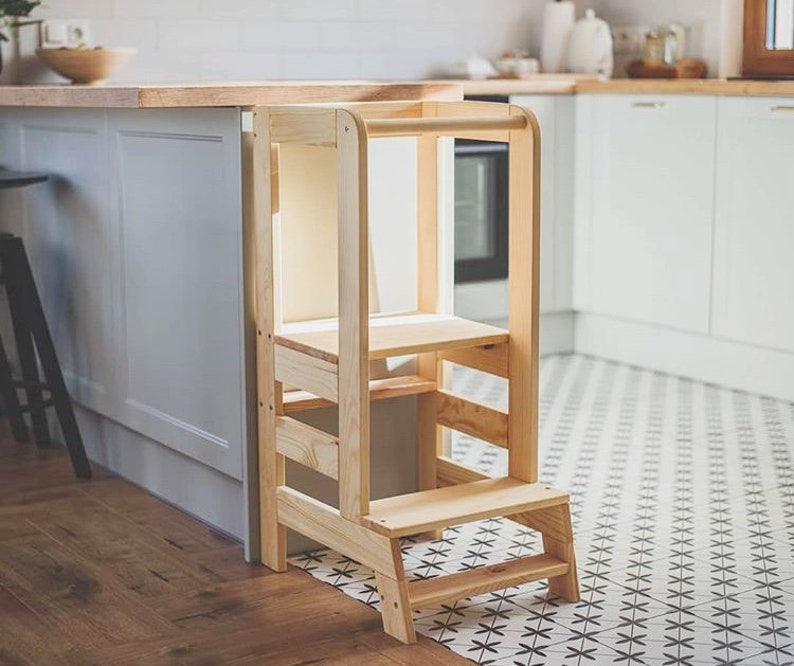 Adjustable Kitchen Helper Stool Children's Kitchen Stool Etsy