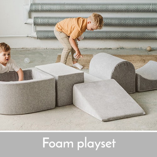 Foam Playset With Ball Pit Pink 100 Balls Light Gray Pit Etsy