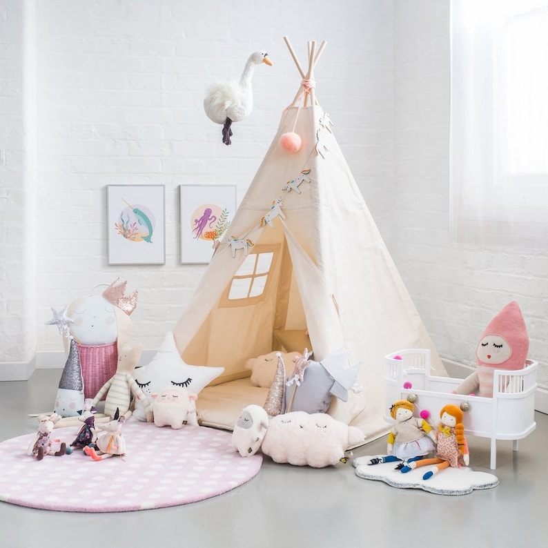 Teepee tent for children Play Tent Tipi for kids Tipi plain Teepee tent Tipi tent for kids Tipi tent Tipi Big Teepee Plain Natural