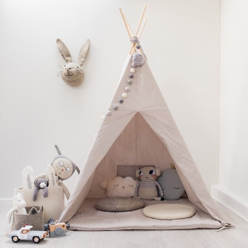 Teepee tent for children Tipi for kids Play Tent Tipi tent for kids Tipi tent Tipi plain Teepee tent Tipi Big Teepee Plain Gray