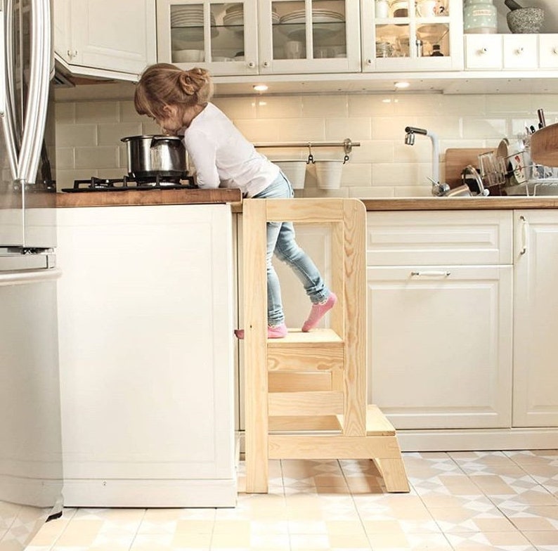 Adjustable Kitchen Helper Stool Children's Kitchen Stool Etsy