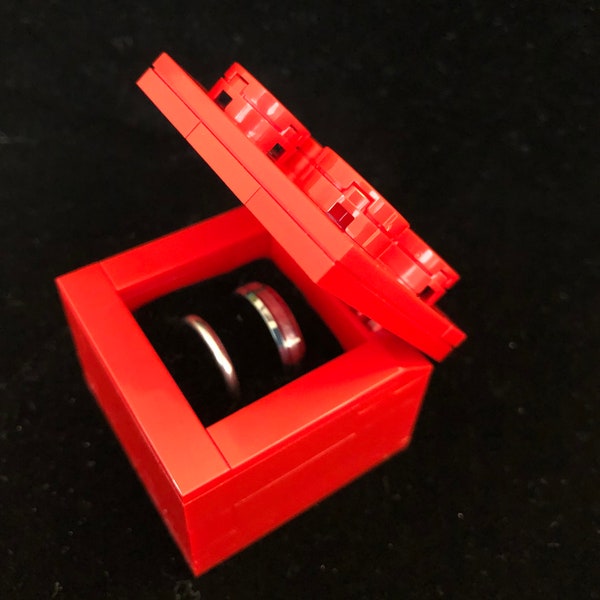 Ringbox aus Ziegelstein mit LEGO® (Doppelringstecker) - Geschenkidee Hochzeitsringträger Valentinstagshalter Herz Samthalter