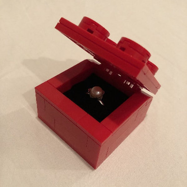 Brick Ring Box gemacht mit LEGO® (Single Slot) - Geschenk Vorschlag Hochzeit Ring Träger Valentine Halter Benutzerdefinierte Herz Samt Halter