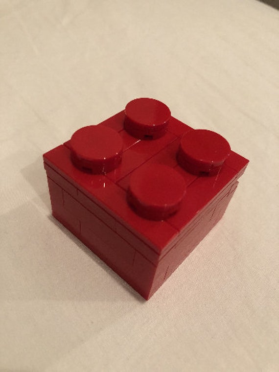 Brick Ring Box made with LEGO Single Slot Gift Proposal Wedding Ring Bearer Valentine Holder Custom Heart Velvet Holder