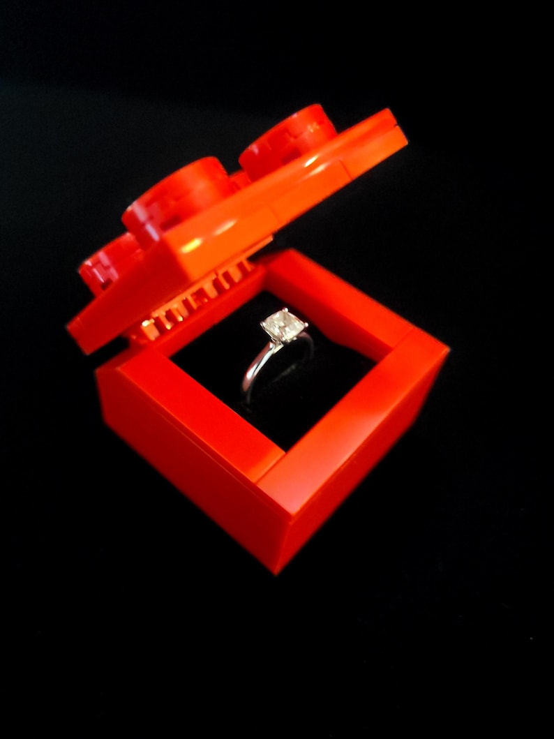 RED Brick Ring Box made with LEGO® (Single Slot) - Ring Holder
