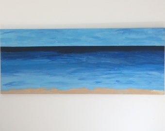 Leinwand Meer 100x40 Meerblick Strand Beach Strandhaus Beachhouse Horizont Sylt Nordsee maritim Acryl Malerei See Wellen Wasser