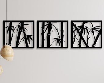 Bambus  Holz Wanddeko XXL  102 cm x 37 cm 3 Teilig mit Farbauswahl I Natur Wand Deko Wohnzimmer Wohnung Kinderzimmer Büro für Yoga Freunde
