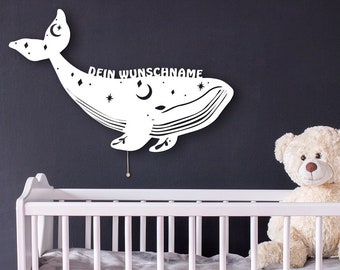 Wal Deko Geschenke Wand Lampe Nachtlicht Schlummerlicht personalisiert mit Namen I Geschenk zur Geburt für Mädchen Jungen I Batteriebetrieb