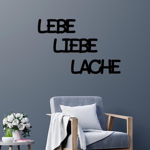 Lebe Liebe Lache Deko Holz Schriftzug Schild personalisiert mit Namen I Geschenkidee Wohnzimmer Wandtattoo Bilder
