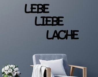 Live Liefde Lach Decoratie Houten Belettering Teken Gepersonaliseerd met Naam Ik Gift Idee Woonkamer Muur Sticker Foto's