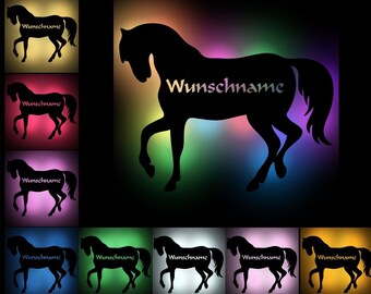 USB Color Changing Horse Wood Wall Lamp Night Light Snooze Light Personalized with Name Gift for Boy & Girl