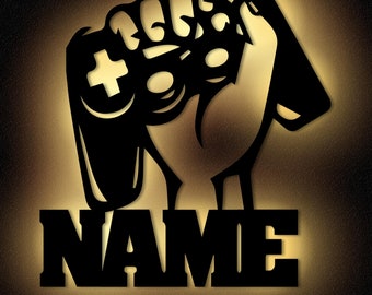 Personalized wall lamp for gamers, men and boys, with name | Gamer gift for birthdays, Christmas, parties | Battery operated