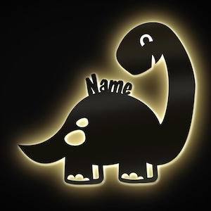 Dino Wall Lamp Slumber Light Night Light Personalized with Name I Wood Kids Gifts for Dinosaur Fans I Battery Powered