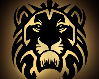 Lion Lion Head Wall Decoration LED Decoration Lamp DIY MDF Wood Gift Decoration Living Room Bedroom Children's Room Easy DIY