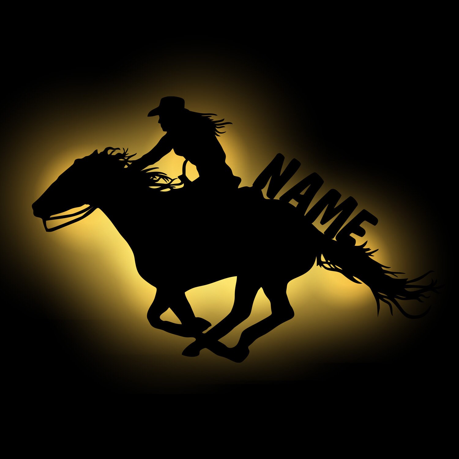 Personalisiertes Cowgirl-Nachtlicht – Batteriebetrieben, Wandlampe Mit Namen, Wild-West-Deko Für Mädchen