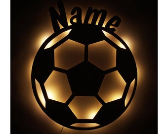 Regalos de fútbol lámpara de pared decorativa luz nocturna personalizada con nombre I regalo para niños niñas y adultos I funciona con pilas