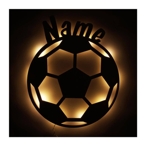 Fußball Geschenke Deko Wand Lampe Nachtlicht personalisiert mit Namen I Geschenk für Jungs Jungen Mädchen & Erwachsene I Batteriebetrieb