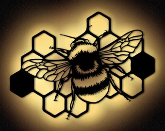 LED Bee Decoratie Kamer Wanddecoratie Licht Wandlamp Nachtlampje I Muursticker Muurdecoratie Imker Bijen Honingraten I Werking van de batterij