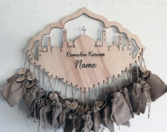 Calendrier décoratif du Ramadan en bois personnalisé avec nom I comprend des chiffres I cadeau