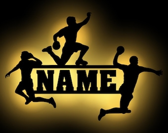 Handball gifts lamp personalized with name I wooden wall light gift ideas for birthday for handball player handball player battery operation