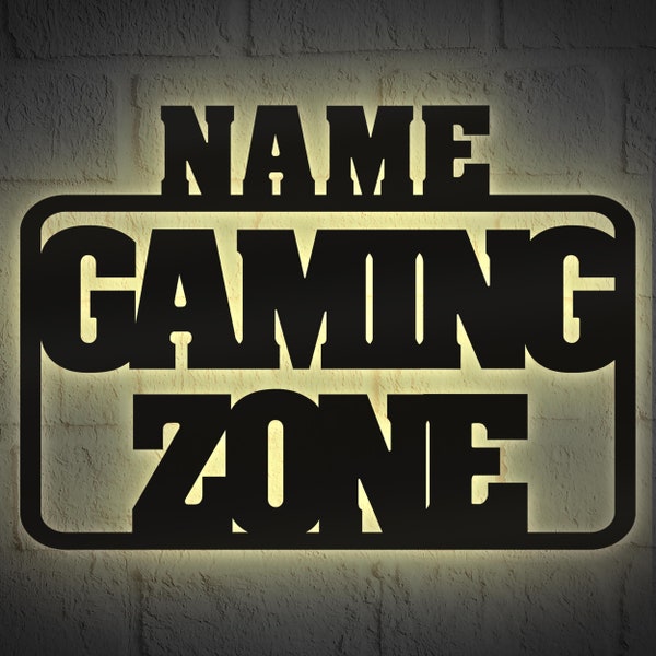 Gamingzone Gaming Zone Gamer Geschenk I Holz Wandlicht Wanddeko Nerd Wand Deko Schild I Batteriebetrieb