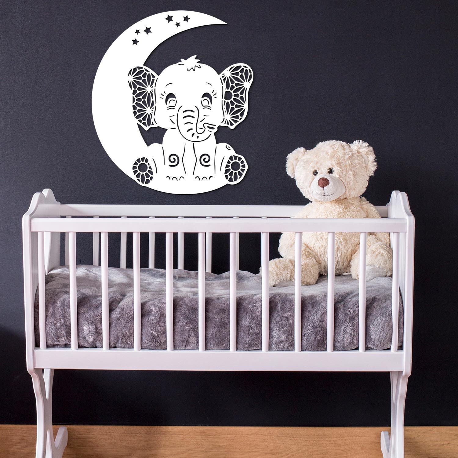 Namofactur Lampada Led Elefante Sulla Luna: Luce Notturna In Legno Per Cameretta - 3