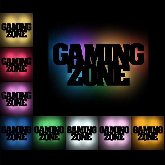 Gaming Zone LED Holz Wand Lampe Deko Licht als Geschenk für Gamer