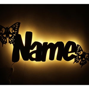 Butterfly lamp snooze light wall night light personalized with name I wooden gifts for girls I battery operated