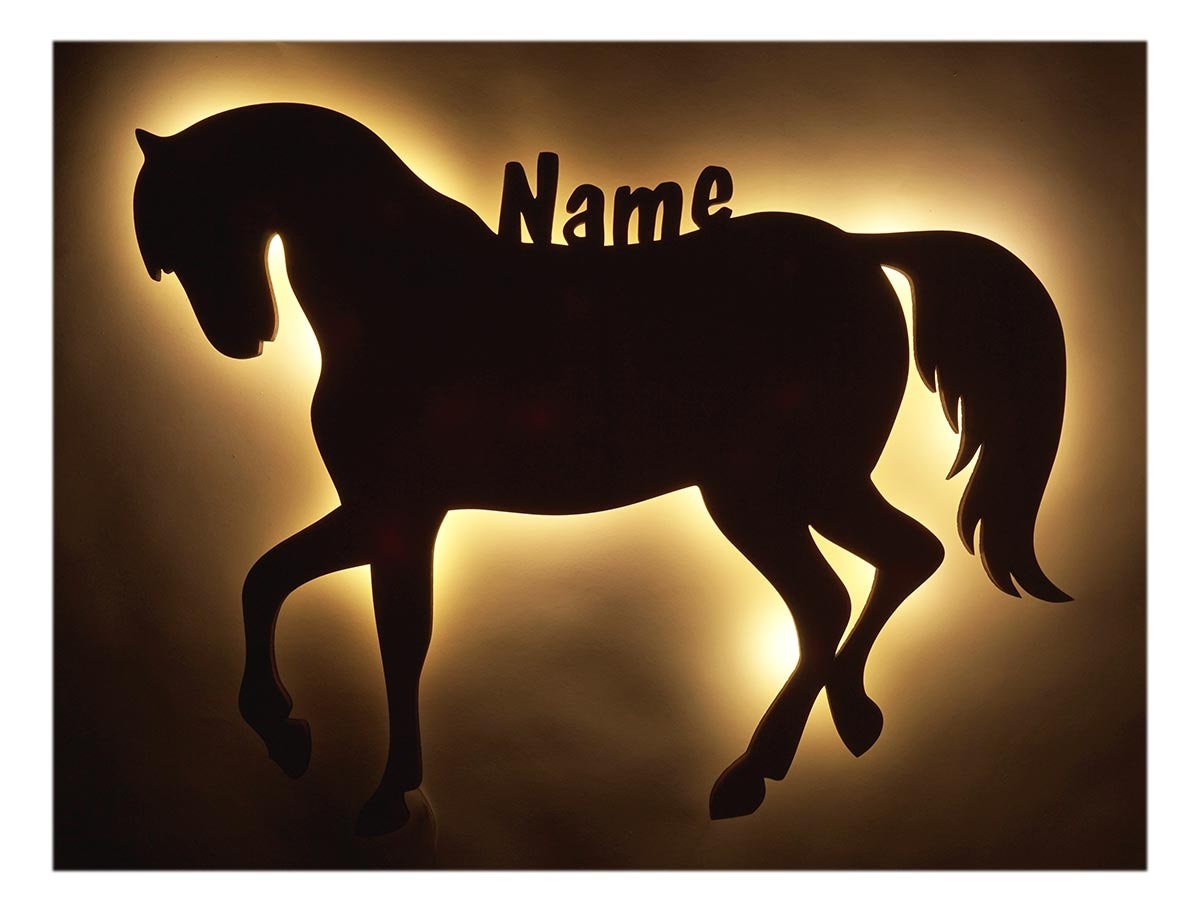 Horse lamp horse wall lamp night light personalized with name I wooden gifts for birth for girls I battery operated