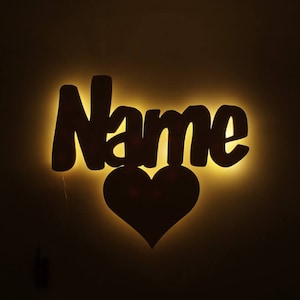Heart Decoration Wall Lamp Night Light Personalized with Name I Gift for Boys Boys Girls & Adults I Battery Operation