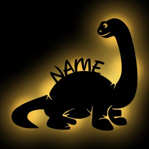 Lámpara de pared de dinosaurio LED luz de repetición luz nocturna personalizada con nombre I regalos infantiles de madera para los fans de los dinosaurios I funciona con pilas