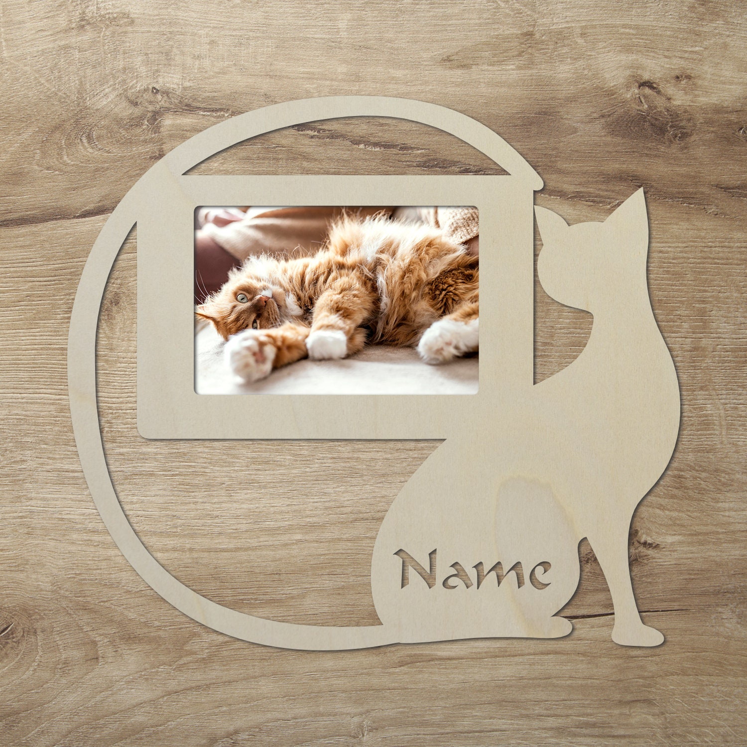 CREATCABIN Cadre Photo Chat Bois Gravé Mémorial Bois Naturel pour 4x6  portrait Horizontal pour Animal Compagnie Famille Amoureux des Chats Cadeau  pour Maison Décoration Table - Parfait dans Tous les : 