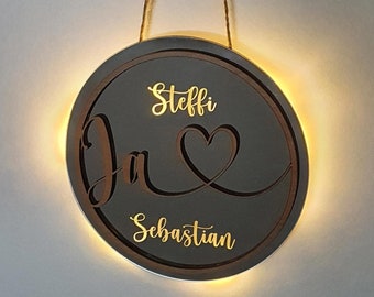 Hochzeitsgeschenk I LED I Motivspiegel I Gravur I Geschenk Hochzeit I mit Namen I Hochzeitsgeschenke Personalisiert