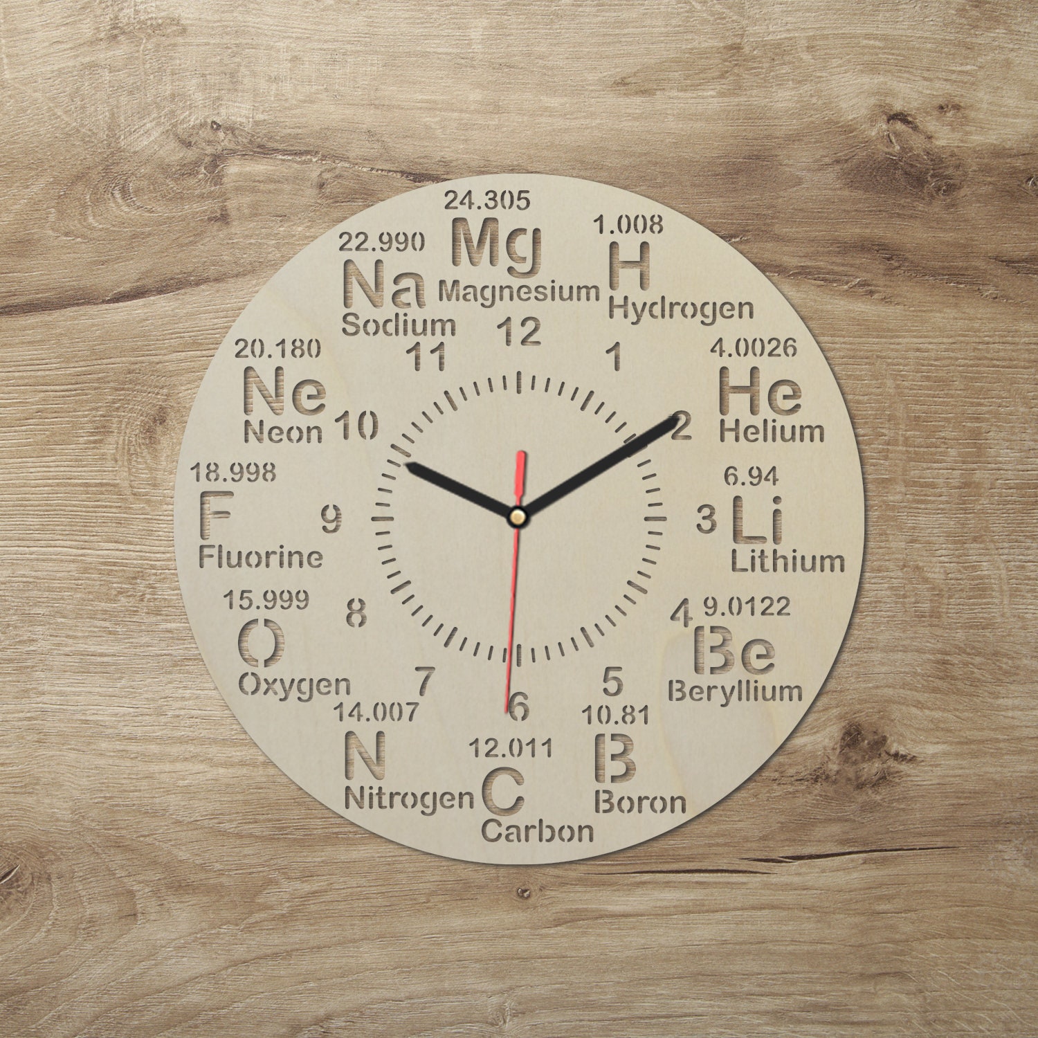 Periodic Table Clock Wall Decoration I Gift Idea for Children & Adults I Battery Operated
