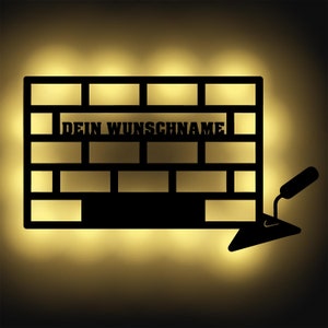 LED wall wooden decoration wall lamp night light slumber light personalized with name I gifts for bricklayers I battery operated