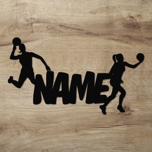 Cadeau décoration handball personnalisé avec prénom I applique en bois idée cadeau anniversaire pour femme fille handballeuse batterie image 6